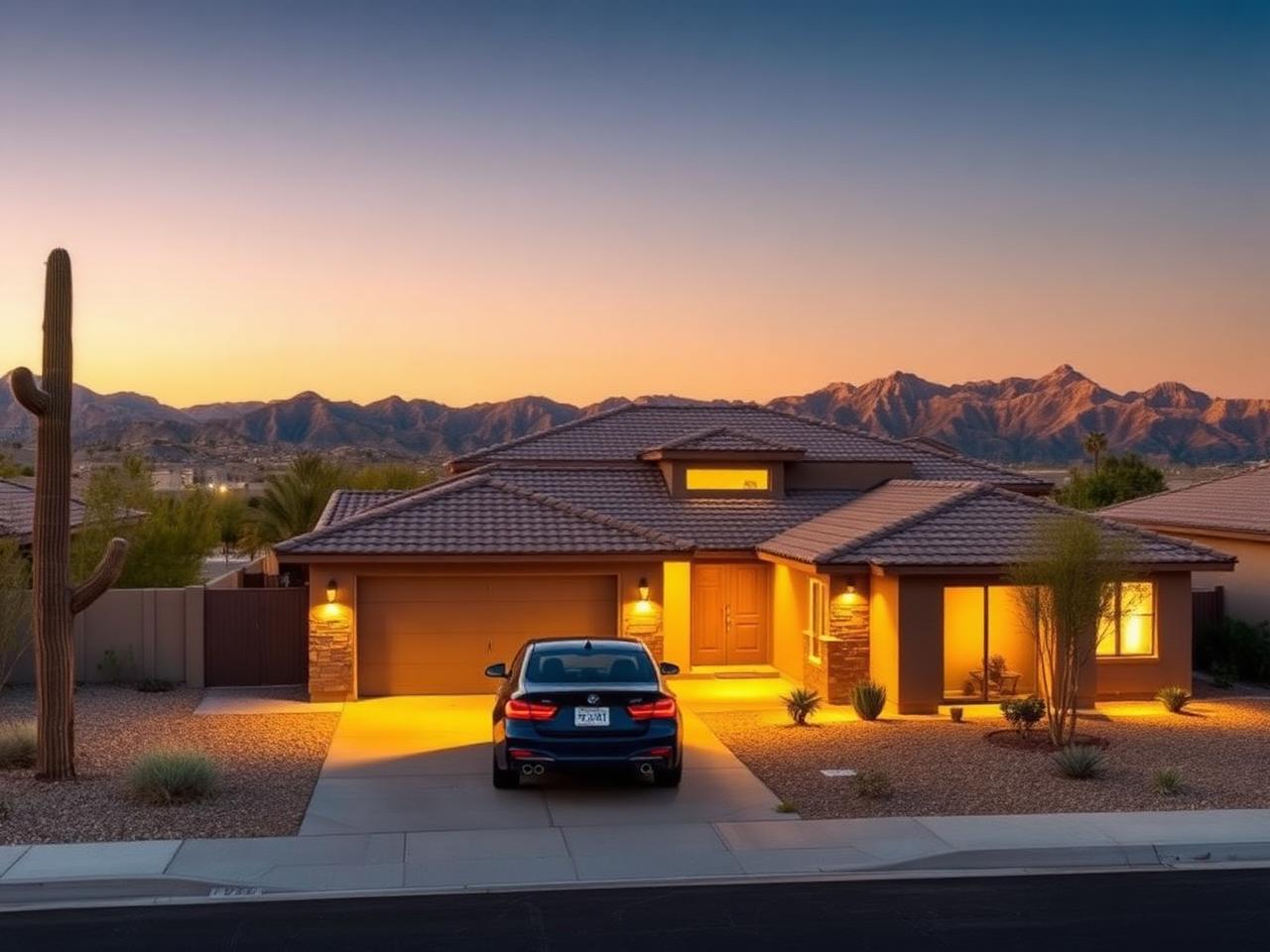 A Nevada home at golden hour